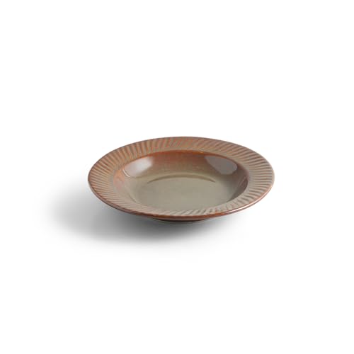 Image of ExclusiveLane 'Muddy Glint' Ceramic Pasta Bowl /Plate for Serving (410 ML, Microwave Safe, Hand-Embossed) | Snack Serving Plate for Kitchen Serving Plate for Snacks