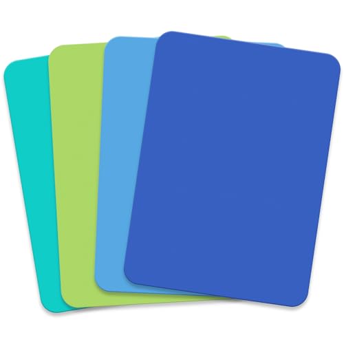 Image of IMUSA Plastic Cutting Board Mats, Flexible Set of 4, 11.5 inchx15 inch, Non-Slip | Color-coded for meat, veggies, fruit, and bread prevents cross-contamination, odor-resistant, thin, lightweight, hand wash
