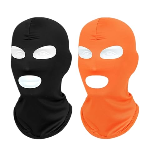 Image of 2Pcs 3 Hole Full Face Mask, Thin Cooling Balaclava Summer Seamless Face Mask for Motorcycle Bike Hunting Cycling Halloween