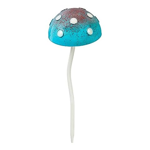 Evergreen Garden 12.5 Inch Glow in The Dark Mushroom Plant Pick | Blue | Décor for Home Garden Patio Yard Deck Balcony Planter Cover
