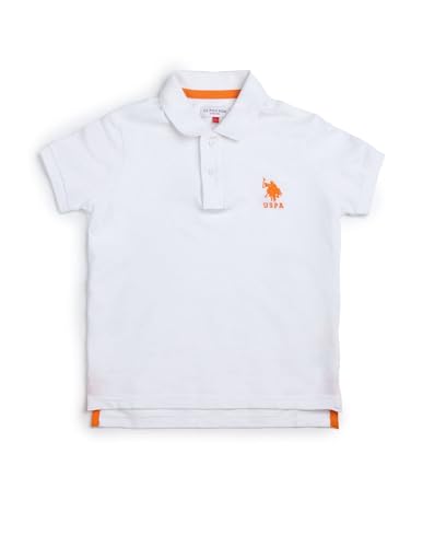Image of U.S. Polo ASSN. Knitted Boys Polo T-Shirts - Soft Cotton Fabric, Ribbed Polo Collar, Regular Fit T Shirt for Kids