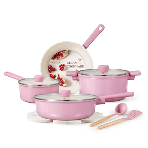 CAROTE Ceramic Pots and Pans, Nonstick Cookware Set Kitchen Cooking Sets, Non Toxic 12pcs Induction...