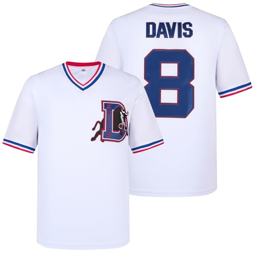 Bull Durham Jerseys, Camiseta Bordada Transpirable de Béisbol Crash Davis #8 Ebby Calvin LaLoosh #37 para Hombre Blanca miniatura 1