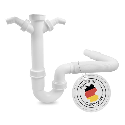 VIOKS Flexibler Röhrensiphon 1 1/2', 2 Siphon-Geräteanschlüsse 1', für...