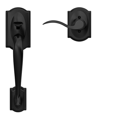 Image of SCHLAGE FE285 CAM 622 Acc RH Camelot Trim Lower Half Front Entry Handleset with Accent Right Hand Lever, Matte Black