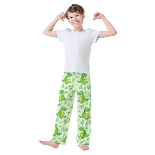 ZZKKO Funny Green Dinosaurs Boys Pants for Kids Jogger Pants with Pockets S-XL2
