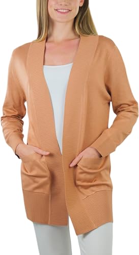 Image of ToBeInStyle Women's Long Sleeve Rib Banded Open Sweater Cardigan
