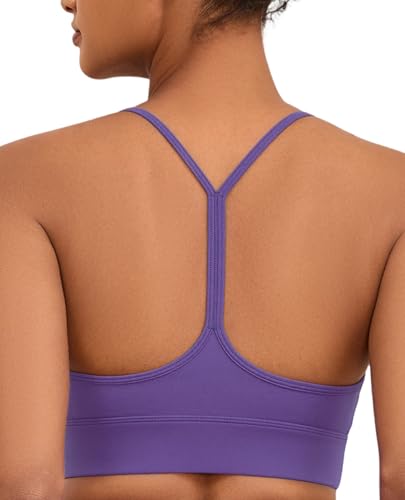 Image of Womens Y-Back Sports Bra, Weightless Padded Yoga Bra, Spaghetti Strap Low Impact Gym Top for Workout & Daily Wear