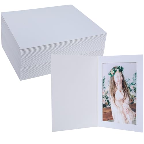 Image of 200 Pack Paper Photo Frame Cards 4x6 Inch White with 200 Self Seal Envelopes, Bulk Photo Insert Notecards, DIY Blank Cardboard Picture Frames for Halloween Thanksgiving Christmas New Year Graduation Wedding Birthday Classroom Art Craft Decor