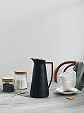 HAK Kähler Rosendahl Thermoskanne Grand Cru mit innovativer Druckknopf Technik aus Kunststoff und Stahl in Schwarz zum warm und kalt halten von Getränken, 1 Liter Fassungsvermögen