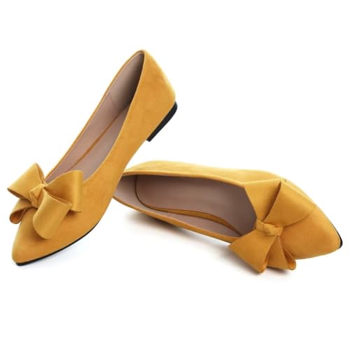 Image of TN TANGNEST Flats Shoes Women Comfort Casual Loafers | Classic Pointed Toe Bowknot Flats Cute Slip On Flats, Wear to Work Travel Walk