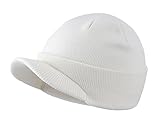 Home Prefer Men's Winter Beanie Hat with Brim Warm Double Knit Cuff Beanie Cap (White)