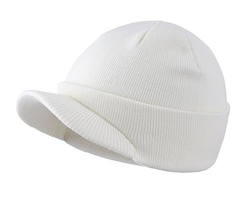 Image of Home Prefer Men's Winter Beanie Hat with Brim Warm Double Knit Cuff Beanie Cap Watch Radar Hat