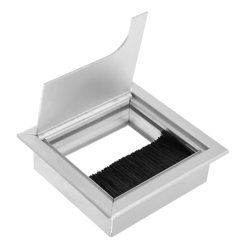 Aluminum Alloy Desk Cable Management Box with Threading Hole Square Grommet Organizer for Home Office Dustproof Brush Lining Efficient Cable Organization Stylish Wire Cover for