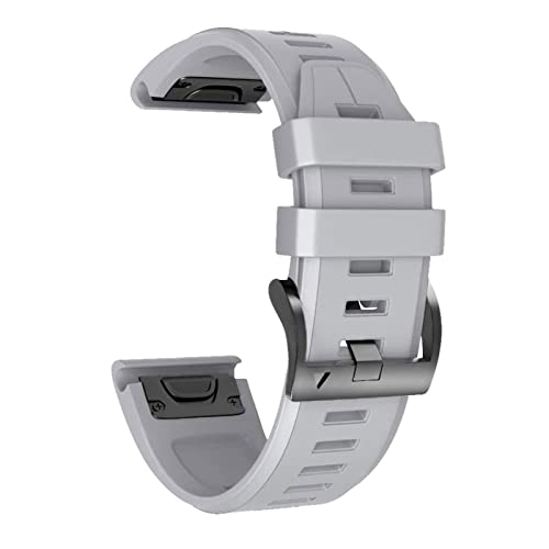Bracelet 22mm silicone gris anti-irritation pour montre Garmin Fenix 6 7