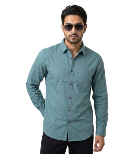 Image of Amazon Brand - INKAST Men Solid Cotton Shirt | Casual Wear | Basic Essential Plain Everyday & Office Wear | Full Sleeve | Regular Fit