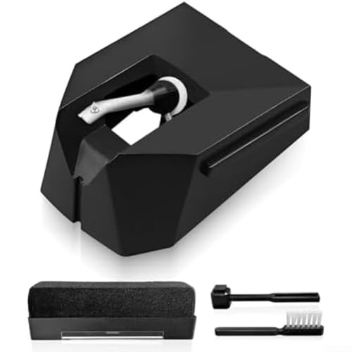 AT VMN95E - Puntina per Audio Technica per giradischi ATLP120X, con spazzole per la pulizia per mantenere il vinile e l'ago puliti per un audio migliorato (nero)