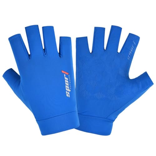 Hotfiary 1 Par de Guantes de Pesca Sin Dedos para Hombres y Mujeres, Protección Solar UV Conducción Vela Kayak Remo Guantes con Palma de Silicona Antideslizante, Transpirable y Ligero, Un Tamaño