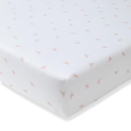 Burt's Bees Baby Essential Organic Cotton Fitted Crib Sheet, Breathable for Boy Girl Standard Crib & Toddler Mattresses