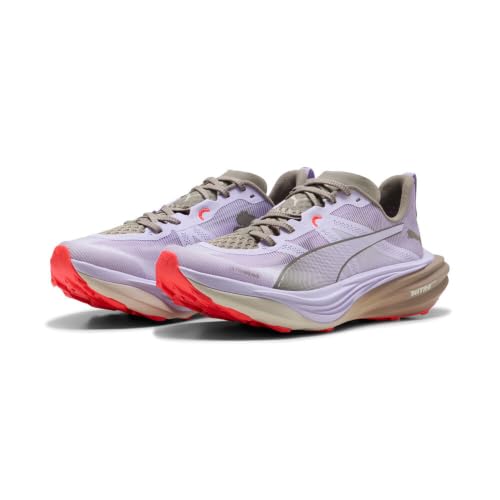Image of PUMA Womens Deviate Nitro Elite Trail Running Sneakers Shoes -, Light Lavender-mouse Gray-ultra Red, 9