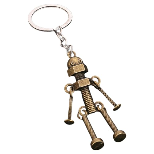 demaxiyad Llavero robot retro, llavero robot, llavero robot de tornillo móvil manos y pies, de llave de robot creativo, juguetes llaveros, accesorio de mochila divertido, cobre, Se