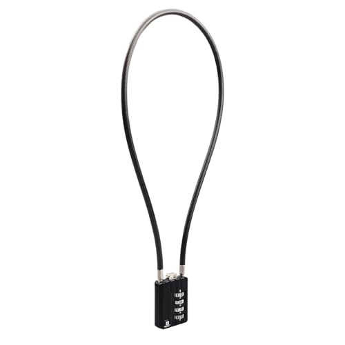 RESET-204 4-stelliges Kabelschloss Zahlenschloss mit 50 cm Drahtseil, 5 mm Durchmesser, geeignet für Spind, Reisekoffer, Werkzeugkasten, Ski-Schloss, Snowboard-Schloss, Helmsicherung, Schwarz, 1 Stück