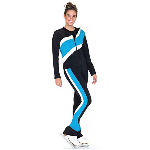 Maillot De Patinaje Artistico Gimnasia Vestido Niñas Irregular Raya Ropa De Deporte Carnaval Moda Formación Ropa,Negro,XL