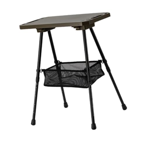 F Fityle Muebles de Mesa de Campamento doblado Escritorio portátil con Patas Ajustables con Bolsillo de Malla para cocinar mochilado de Picnic Cocina Barbacoa, Verde Oscuro