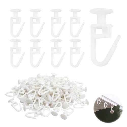 100 Piezas Ganchos para Cortinas, Deslizadores de Cortina, Deslizantes para Cortinas con Ganchos, Gancho Cortina Riel, para Cortina de Ventana Puerta Cortina de Ducha, Instalación Fácil y Segura