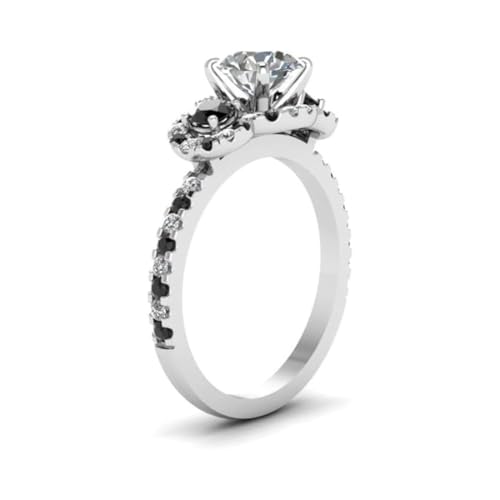 Image of 55Carat Choose Your Gemstone Delicate 3 Stone Halo Diamond CZ Ring Sterling Silver Round Shape Halo Engagement Rings Everyday Jewelry Wedding Jewelry Handmade Gifts for Wife US Size 4 to 12