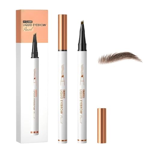 2 Pcs Microblading Eyebrow Pen, 2026 Upgraded 3D Waterproof 4-Tip Eyebrow Pencil, Natural Makeup Long-Lasting Fine Stroke Magic Eyebrow Pencil for Women Stay on All Day (Dark Brown(2 Pcs))