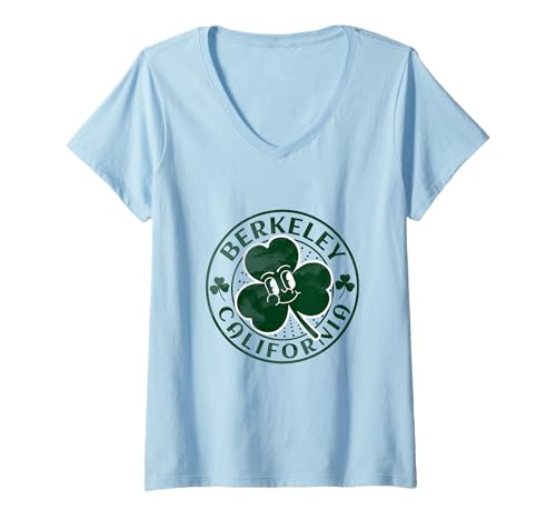Donna Souvenir retrò Berkeley California Irish Shamrock CA Maglietta con Collo a V