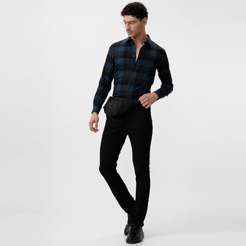 Image of BASICS 100% Cotton Checked Shirt for Men | Slim Fit | Everyday Smart Casual Wear | Full Sleeve