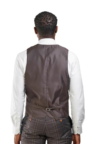 AZAR MAN Slim Fit Round Neck Windowpane Men's Dress Vest 350714