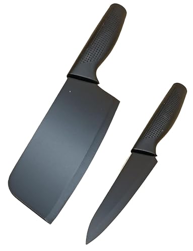 Image of Cheft - Kitchen Knife & Butcher Set of 2, Meat Cleaver Knife, Stainless Steel - Heavy Duty Blade, Utensil, Butcher Chopper for Home Kitchen, Restaurant (Knife + Butcher Knife Pack 2)