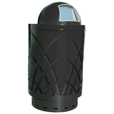 Prairie Grass Round 40 Gallon Commercial Trash Can | Steel Outdoor Industrial Trash Can with Dome Top | Great for Outdoor Public Spaces - Green