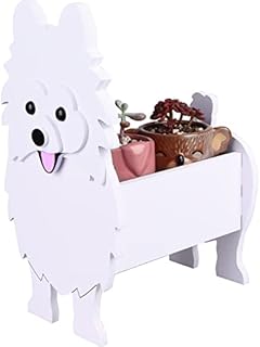 Diyiming Wooden Dog Planter Plant Pot Dog Shape Flower Pot Cute Animal Shaped Flower Planter Succulent Planter Plant Container Holder Art Plant Storage Pot for Indoor Outdoor Garden Decoration