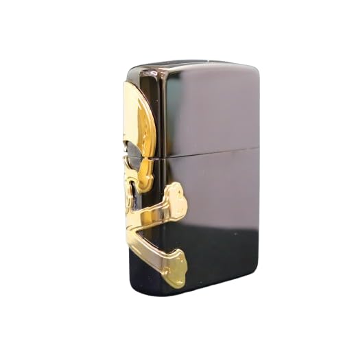 Encendedor Zippo con diseño de calavera negro miniatura 2