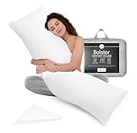 Rohi 6ft Full Body Pillow with White Pillowcase Cover -Orthopaedic 19"x 72" Super King Bed Size Long Bolster Support Pillow - Maternity Nursing Back & Neck Support Pillows - Side Sleeper Pillow