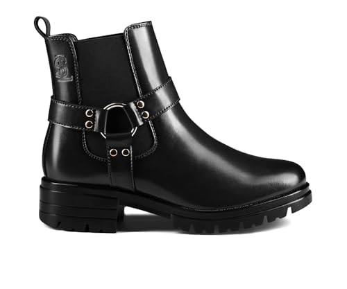 Image of LOUIS STITCH Women's High Ankle Boots| Round Buckle with Straps Slip-On Boots | Casual Slip-On Long Boots for Women | Casual & Formal Outings | LSLD-CLBT-RBTS