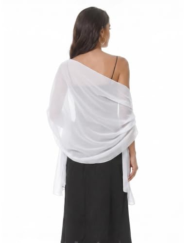 Baoqiya Womens Shawls and Wraps for Evening Dress Chiffon Shawl Soft Elegant Silky Pashmina Wedding Bridal Scarf (Ivory Length(79) * Width(19))