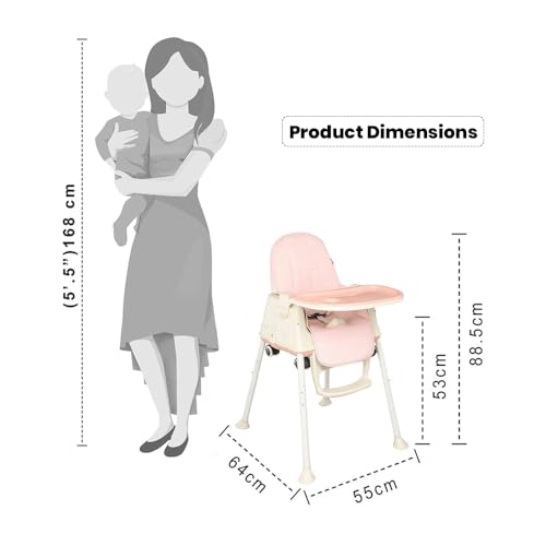 Image of StarAndDaisy Comfort Baby High Chair for Feeding with 4 in-1 Multifunctions for 6 Months to 3 Years Girls & Boys, Height Adjustable, Detachable Food Tray & One-Hand Adjustable - Pink