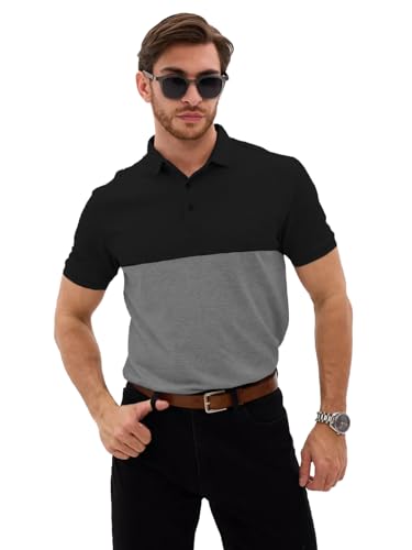 Image of LEOTUDE Men's Honeycomb Nylon Regular Fit Plain Polo T-Shirt