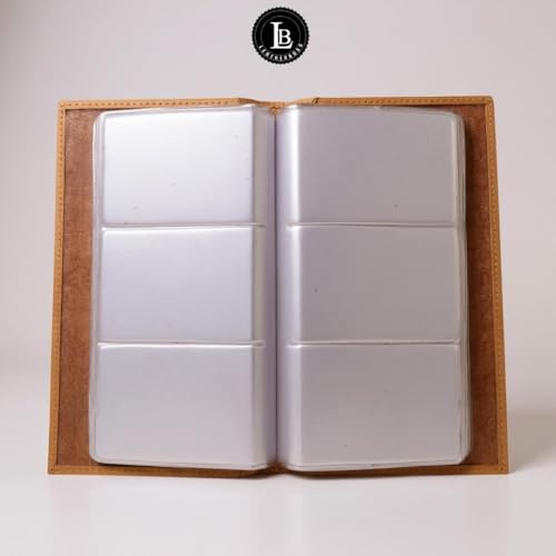 Leather Executive Business Credit Card Book Holder Professional Card Organizer -Clear Slots (Tan)2