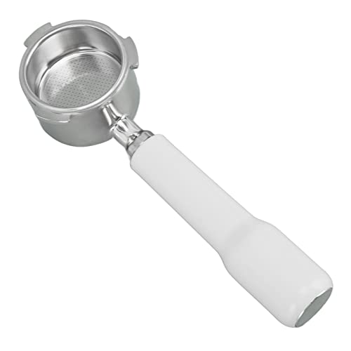 Brilluxa Bottomless Portafilter, Naked Portafilter, Espresso Portafilter, Compatible with DeLonghi Dedica Arte EC0680 EC0685, Single Wall Portafilter Handle (White)