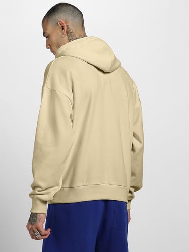 Image of Veirdo Polycotton Spun Oversized Fit Hooded Sweatshirt Full Sleeves Front Chest Graphic Printed Drop Shoulder Jumper Hoodie for Men (Sizes: S to 3XL)