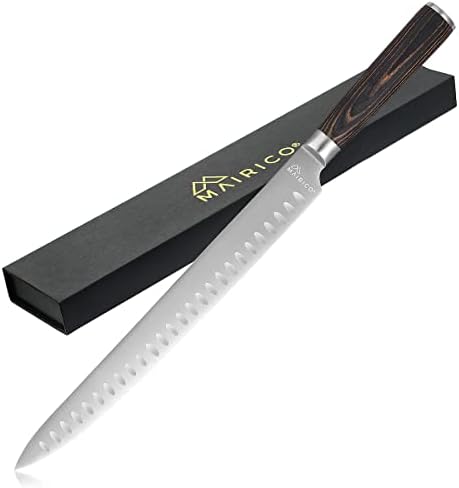 MAIRICO Premium Carving Knife - 11-inch Ultra Sharp Brisket Knife with Luxurious Pakkawood Handle and Granton Blade, designed as Slicing Knife for Meat, Roasts, BBQs, and more.