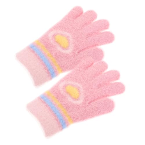 Ipetboom Girls' Winter Knit Gloves Design Toddler Mittens Soft Cotton Lining Anti-slip Warm Hand 3-5 Years