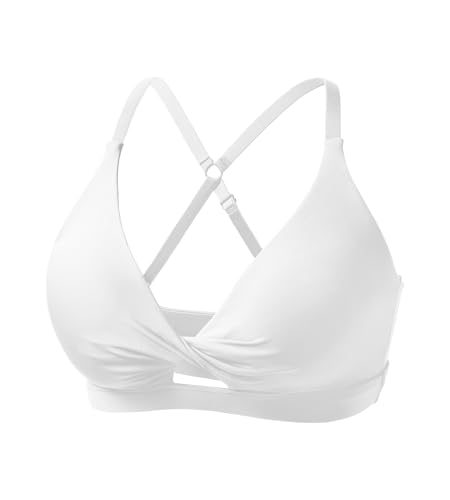 Image of Padded Sports Bras for Women - Strappy Sports Bra Workout Tops for Women Twist Front Gym Tops