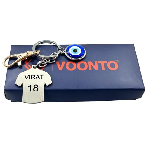 Image of Dhoni Virat Rohit Jersey with Evil Eye & Golden Hook Metal Keychain for Cricket Lovers Sports Person Excellent Gift for Birthday, Anniversary, Valentines Day (Pack-1)